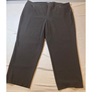 Roz & Ali Womens 22 Black Straight Leg Pull On Dress Pants Stretch Trousers